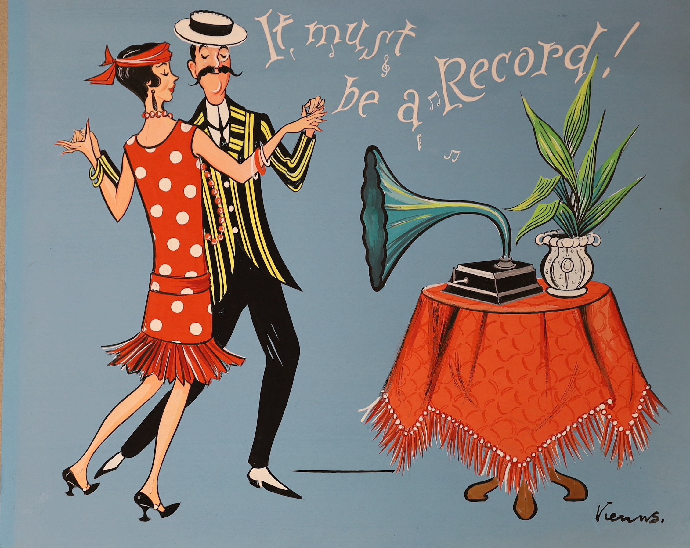 Veronica Venus, six gouache, Vintage 1950's Christmas card designs, signed, 26 x 32cm, unframed